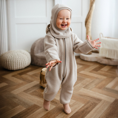 Detský overal z merino vlny Eevi - béžový, mäkký a priedušný