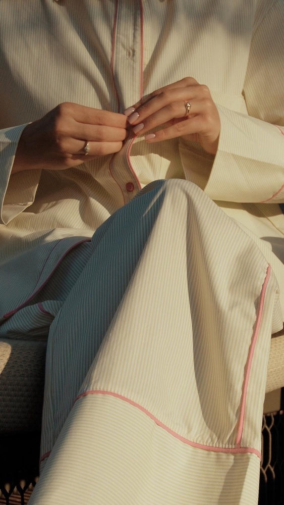 Dámske pyžamo Sensis Raven limetkové – bavlna, košeľa na gombíky a nohavice