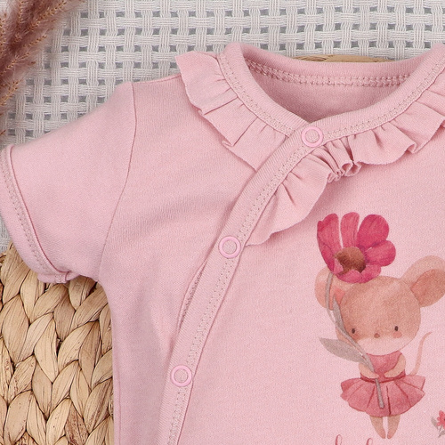 Detské body Nini Little Mouse organická bavlna zavinovacie krátky rukáv