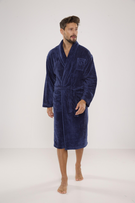 811 De Lafense pánsky plyšový župan - denim