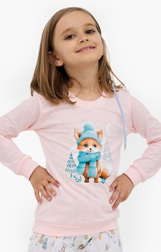 594/192 592/192 Dievčenské bavlnené pyžamo Fox Cornette, líška, dlhý rukáv