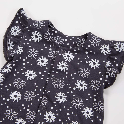 Rampúchy pre dievčatá EEVI - grafitové s kvetmi, 100% bavlna