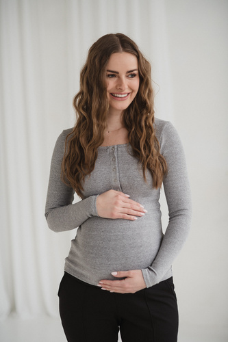 Tummy Milk&Love tehotenská a dojčiaca blúzka viskóza light gray melange