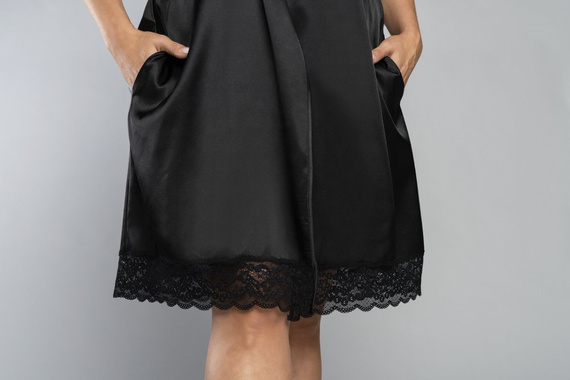 Dotykový župan s krátkym rukávom Italian Fashion - čierny