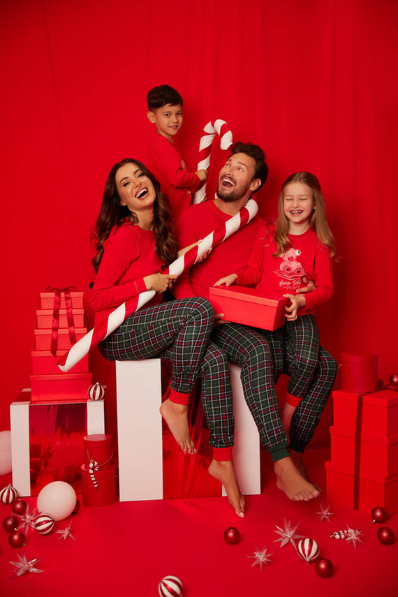 Fogo Pánske pyžamo s dlhým rukávom, dlhé nohavice Talianska móda - červená/potlač