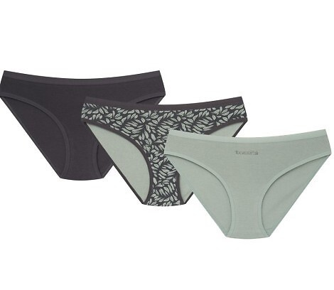 36508-K082 Henderson Dámske bavlnené bikiny v grafitovo-olivovej farbe, 3-pack
