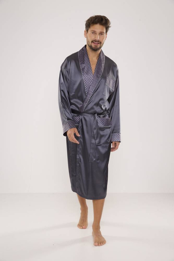 940 Forex pánsky saténový župan - sivý