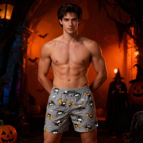 001/182 011/182 Pánske bavlnené boxerky Cornette Classic s veselou potlačou šedé