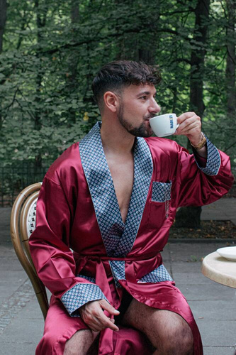 940 Forex pánsky saténový župan - bordový