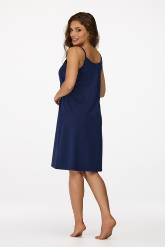 nie. 25 Tehotenská nočná košeľa Senizo navy blue - 100% bavlna, dojčiaci zips, ramienka